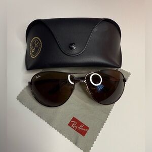 Ray-Ban Black and Brown Aviator Sunglasses